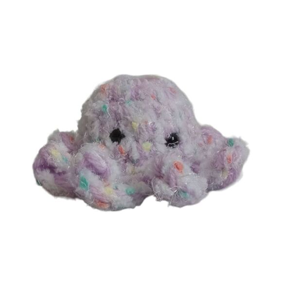 Handmade Small White & Purple Soft Plush Mini Amigurumi Stuffed Crochet Octopus - Picture 1 of 9